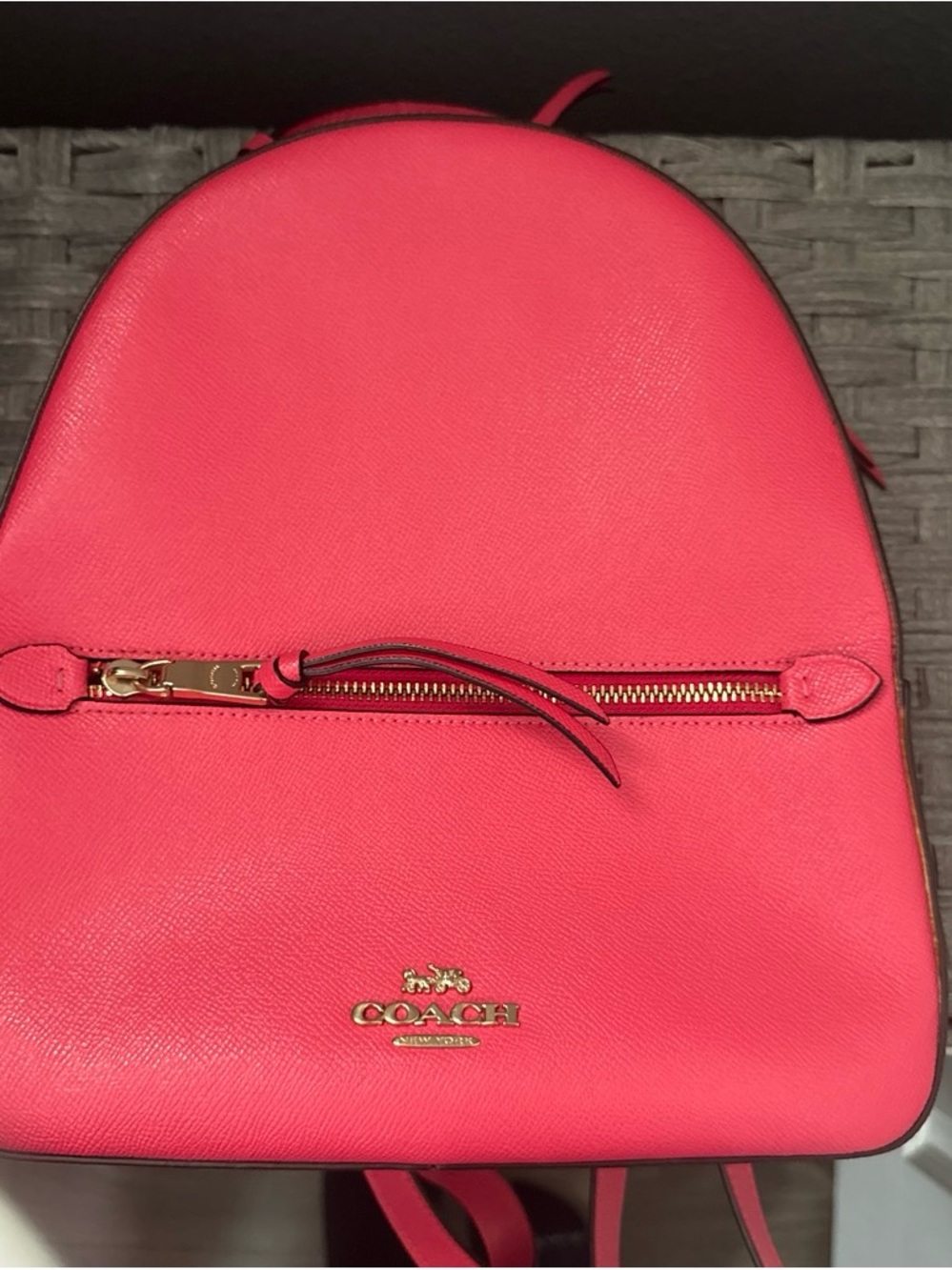 Coach Hot Pink Pebbled Leather Backpack with Gold Hardware